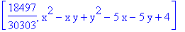 [18497/30303, x^2-x*y+y^2-5*x-5*y+4]